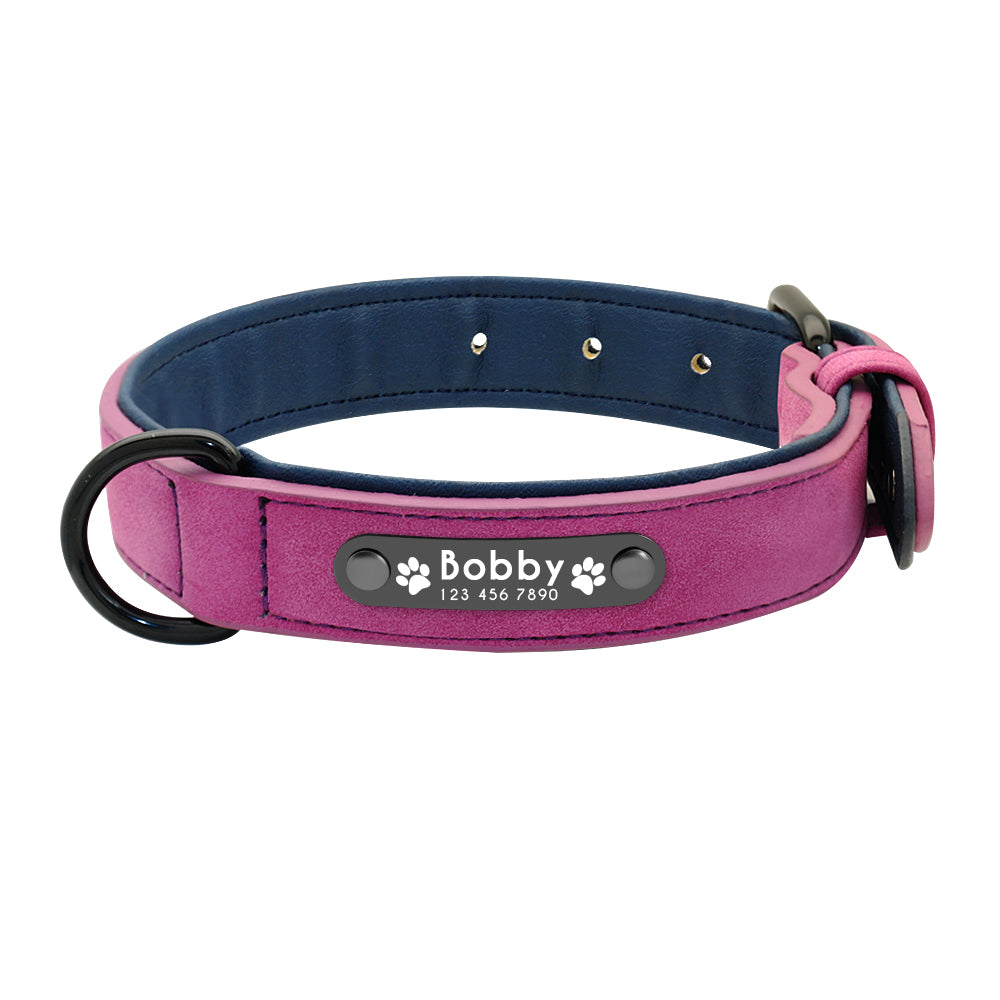 Dog's Leather Collar with ID Tag - Pet and Parent Care