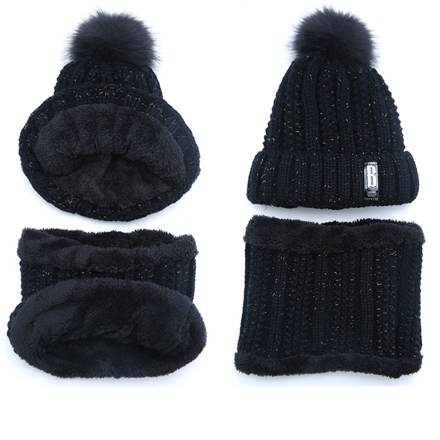 Girls Winter Knitted Beanies Hat Set - Pet and Parent Care