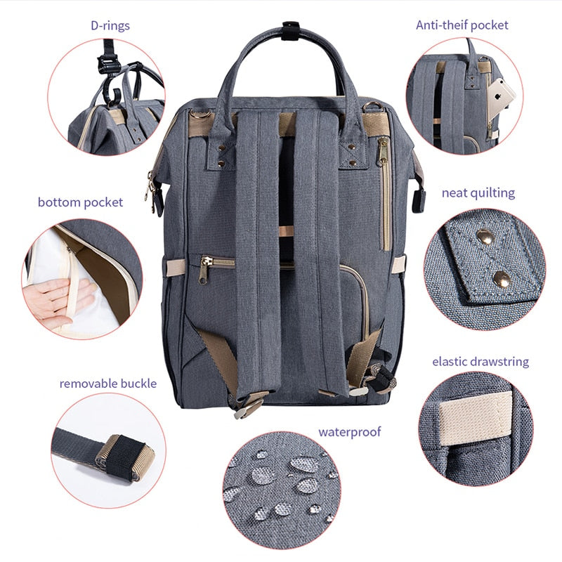 Plain Polyester Diaper Backpack - Pet and Parent Care
