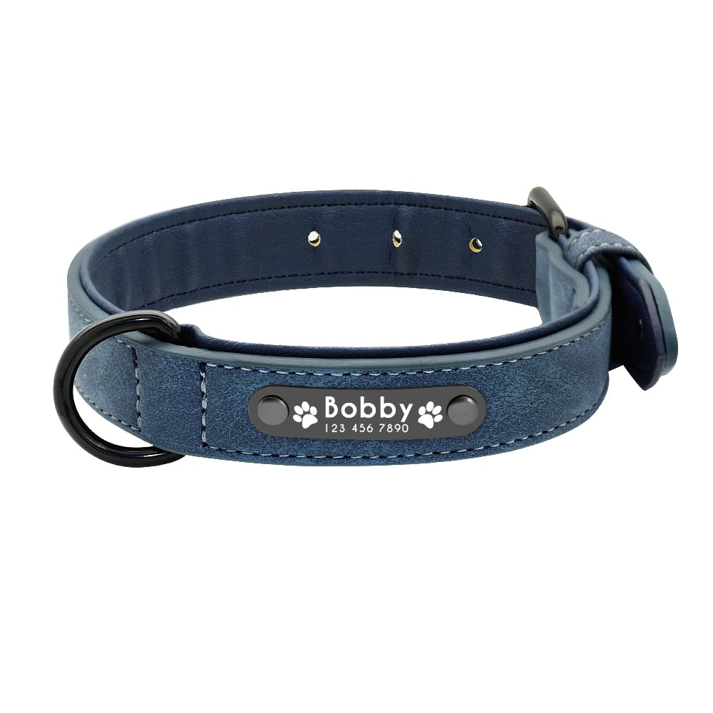 Dog's Leather Collar with ID Tag - Pet and Parent Care
