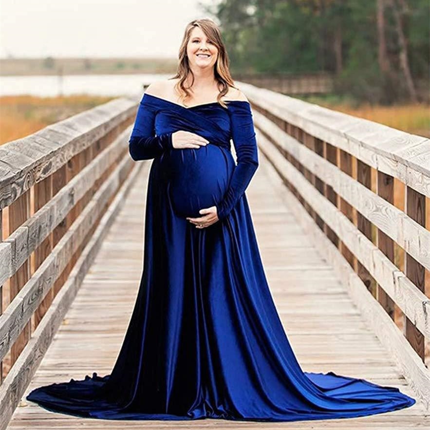 Velvet Maxi Long Maternity Dress - Pet and Parent Care
