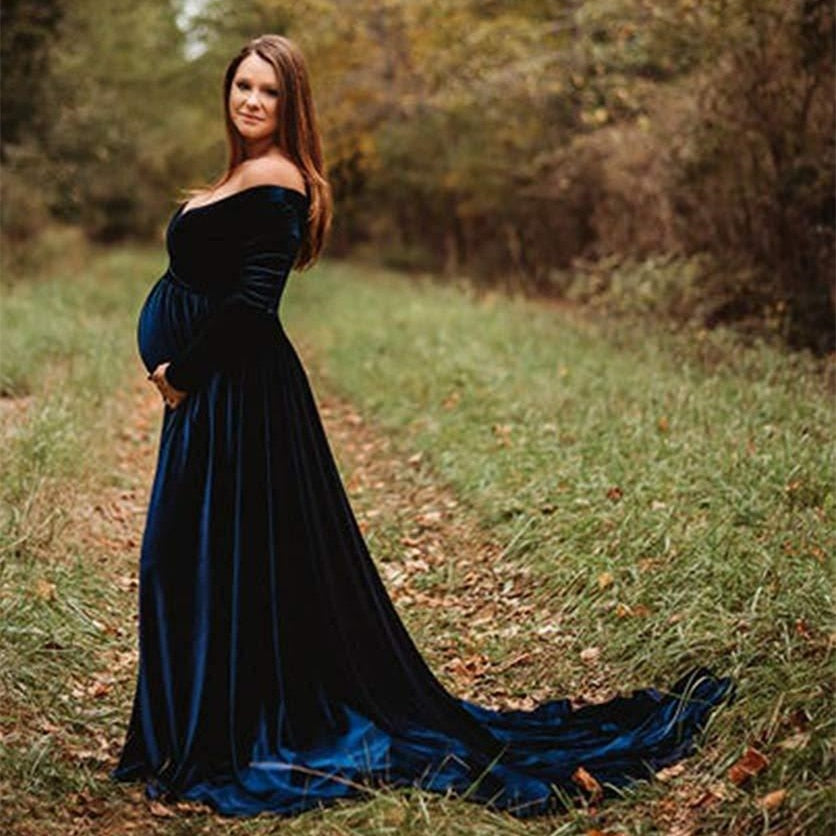Velvet Maxi Long Maternity Dress - Pet and Parent Care