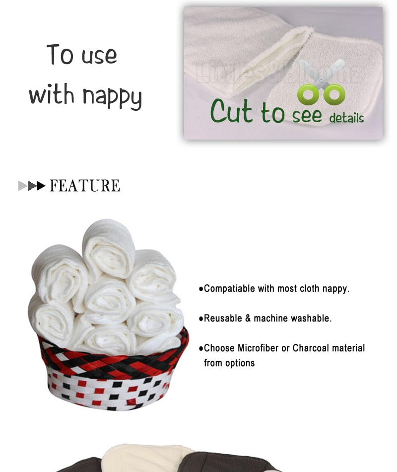 Baby's Reusable Washable Diaper Inserts Set, 10 Pcs - Pet and Parent Care