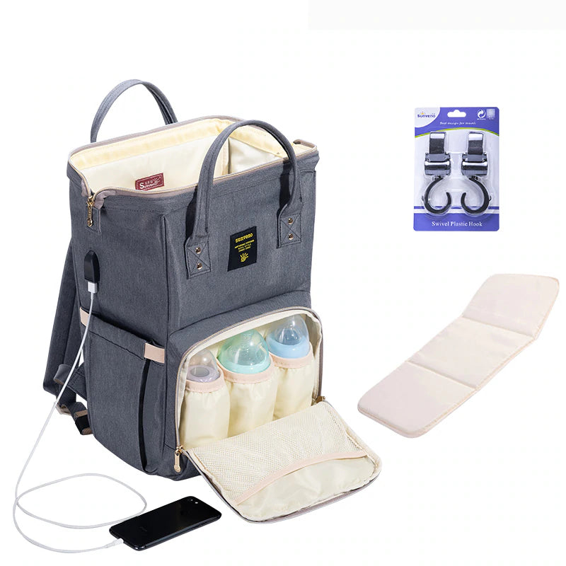 Plain Polyester Diaper Backpack - Pet and Parent Care