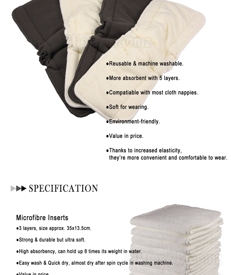 Baby's Reusable Washable Diaper Inserts Set, 10 Pcs - Pet and Parent Care