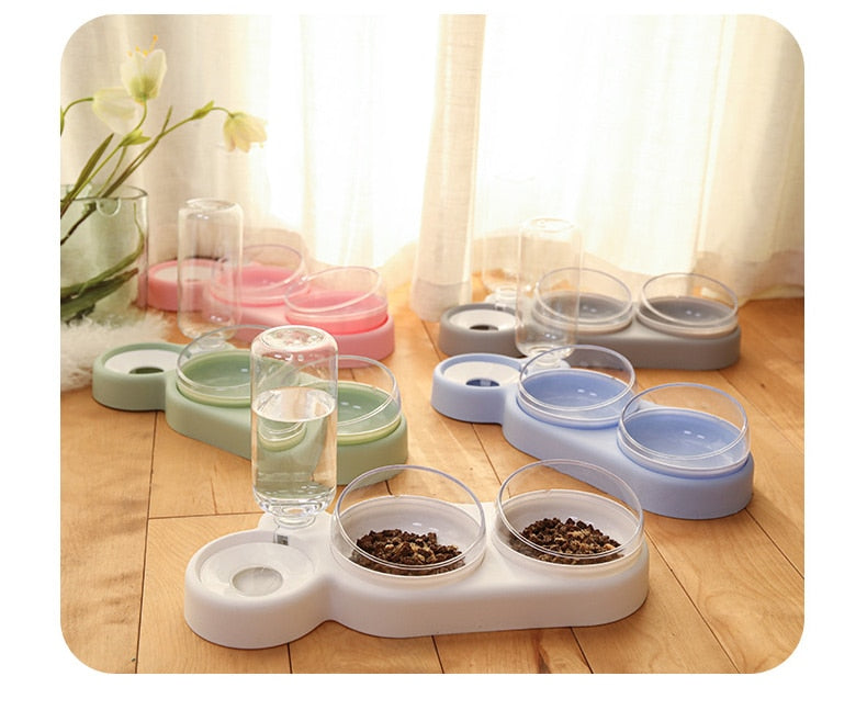 Triple Cat Bowl with Automatic Water Feeder - Pet and Parent Care