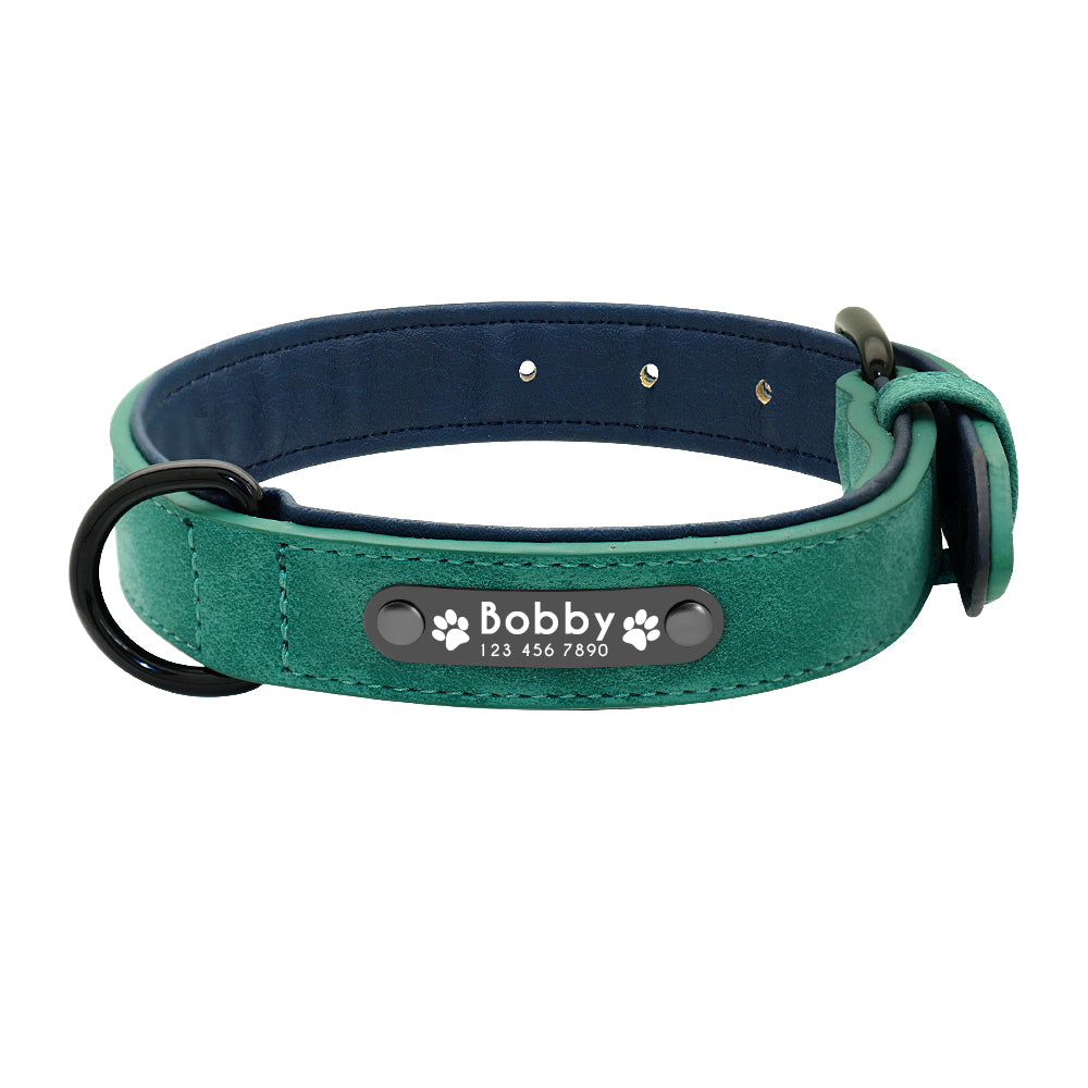 Dog's Leather Collar with ID Tag - Pet and Parent Care
