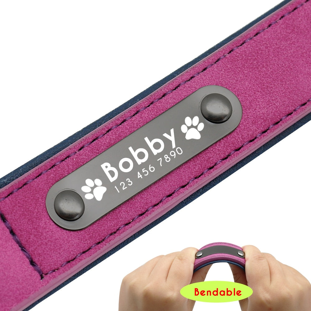 Dog's Leather Collar with ID Tag - Pet and Parent Care