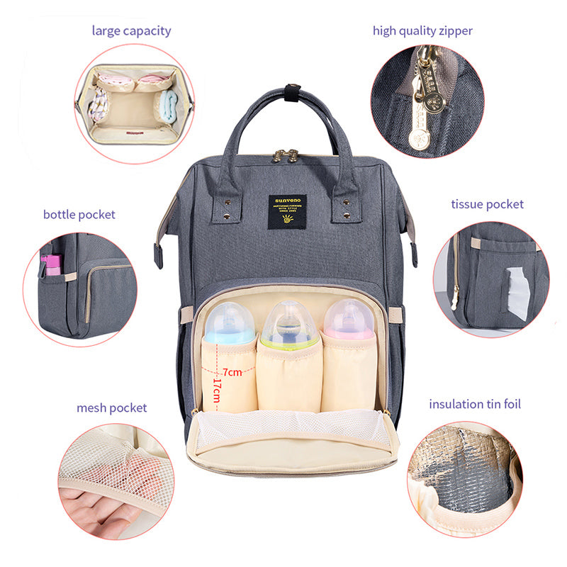 Plain Polyester Diaper Backpack - Pet and Parent Care