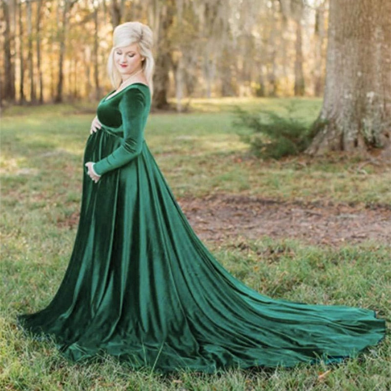Velvet Maxi Long Maternity Dress - Pet and Parent Care
