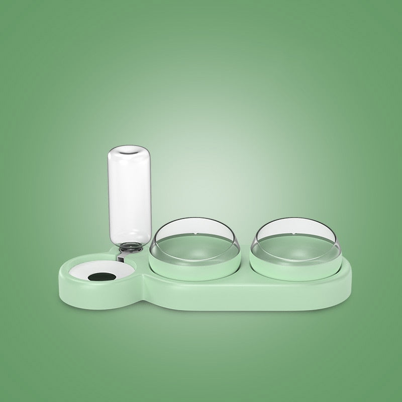 Triple Cat Bowl with Automatic Water Feeder - Pet and Parent Care