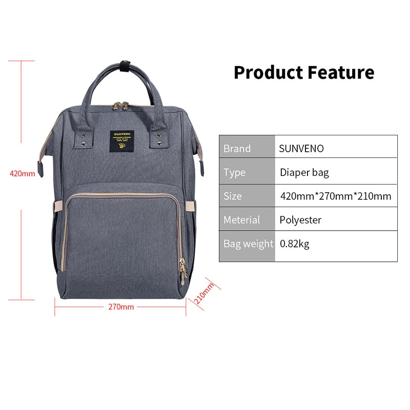 Plain Polyester Diaper Backpack - Pet and Parent Care