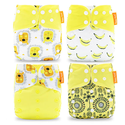 Breathable Washable Cloth Nappies Set with Cute Print