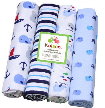 100% Cotton Baby Blankets 4 pcs Set