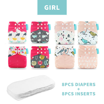 Breathable Washable Cloth Nappies Set with Cute Print