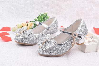 Glitter Brilliant Leather Shoes For Girls