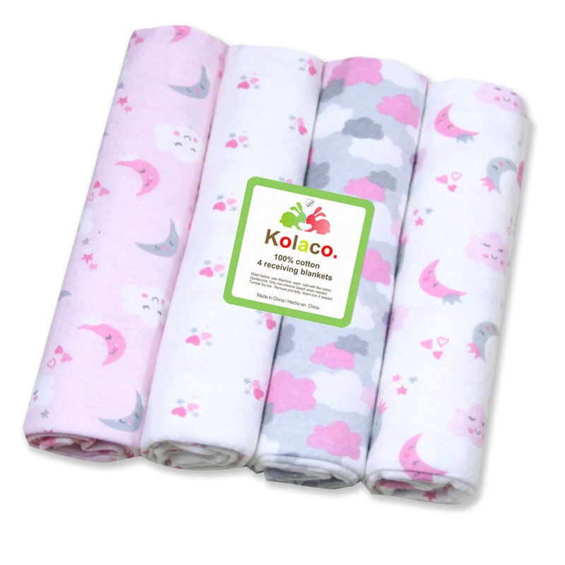 100% Cotton Baby Blankets 4 pcs Set