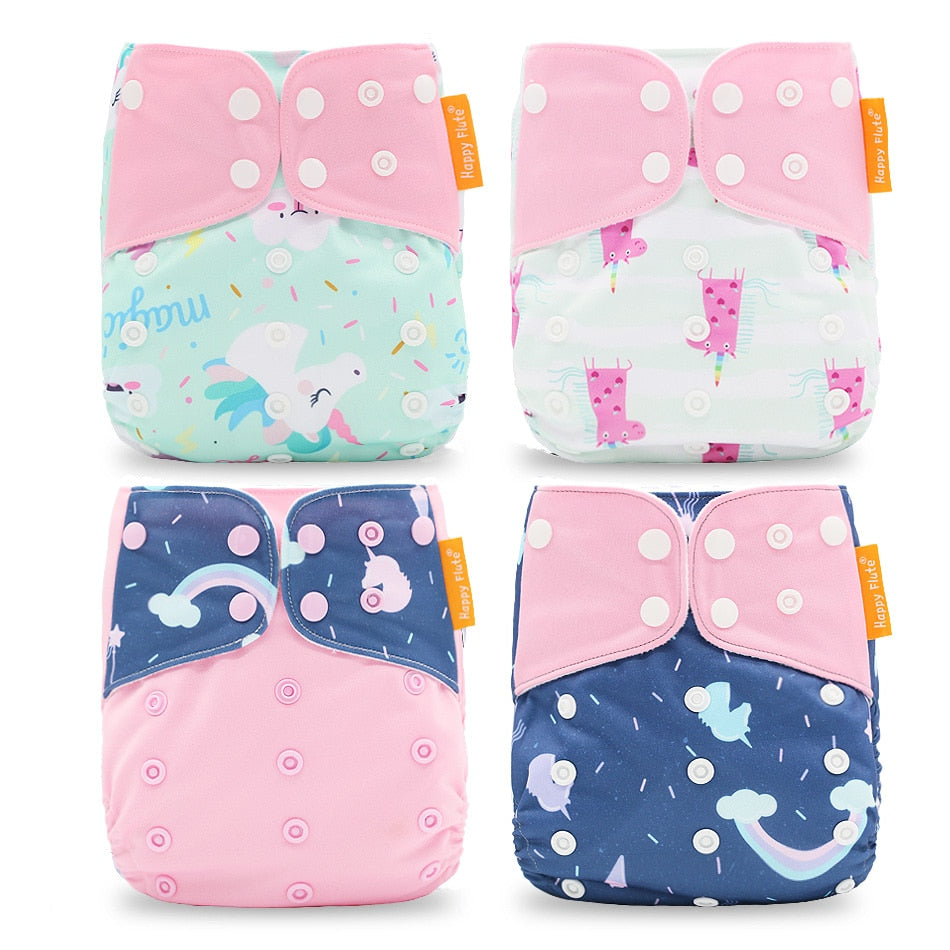 Breathable Washable Cloth Nappies Set with Cute Print