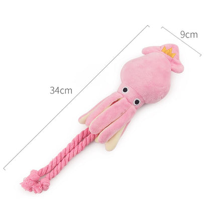 Plush Pink Squid Dog Toy