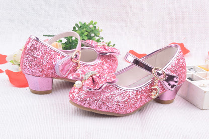 Glitter Brilliant Leather Shoes For Girls