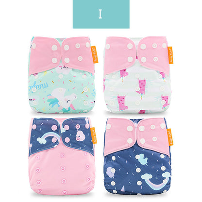 Breathable Washable Cloth Nappies Set with Cute Print