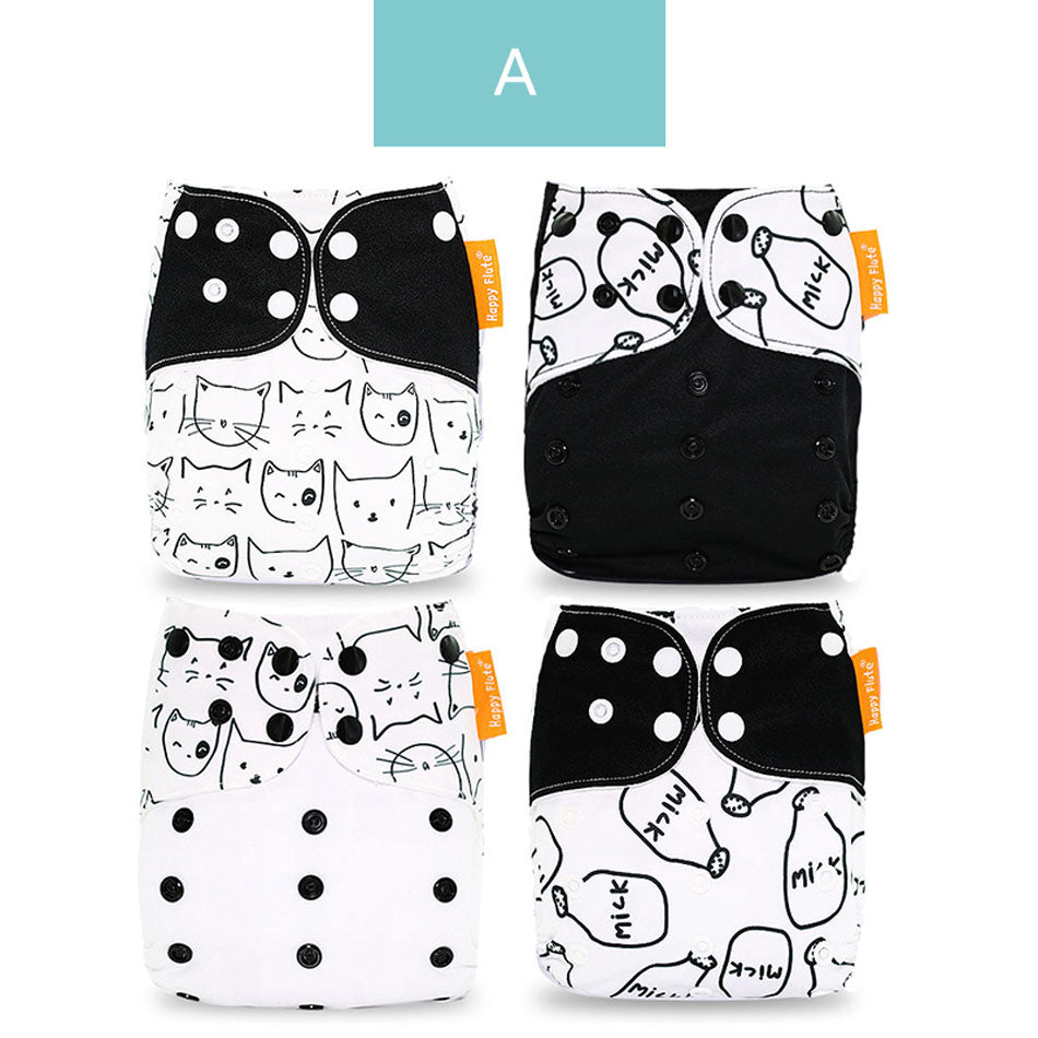 Breathable Washable Cloth Nappies Set with Cute Print