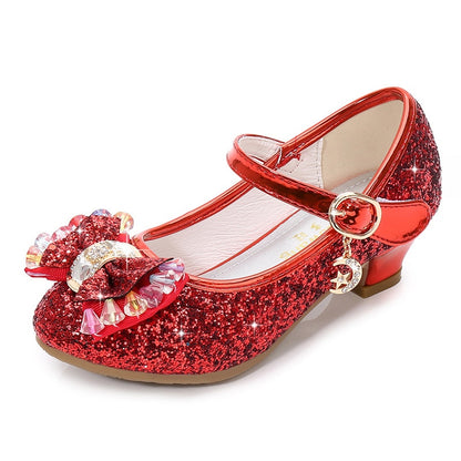 Glitter Brilliant Leather Shoes For Girls