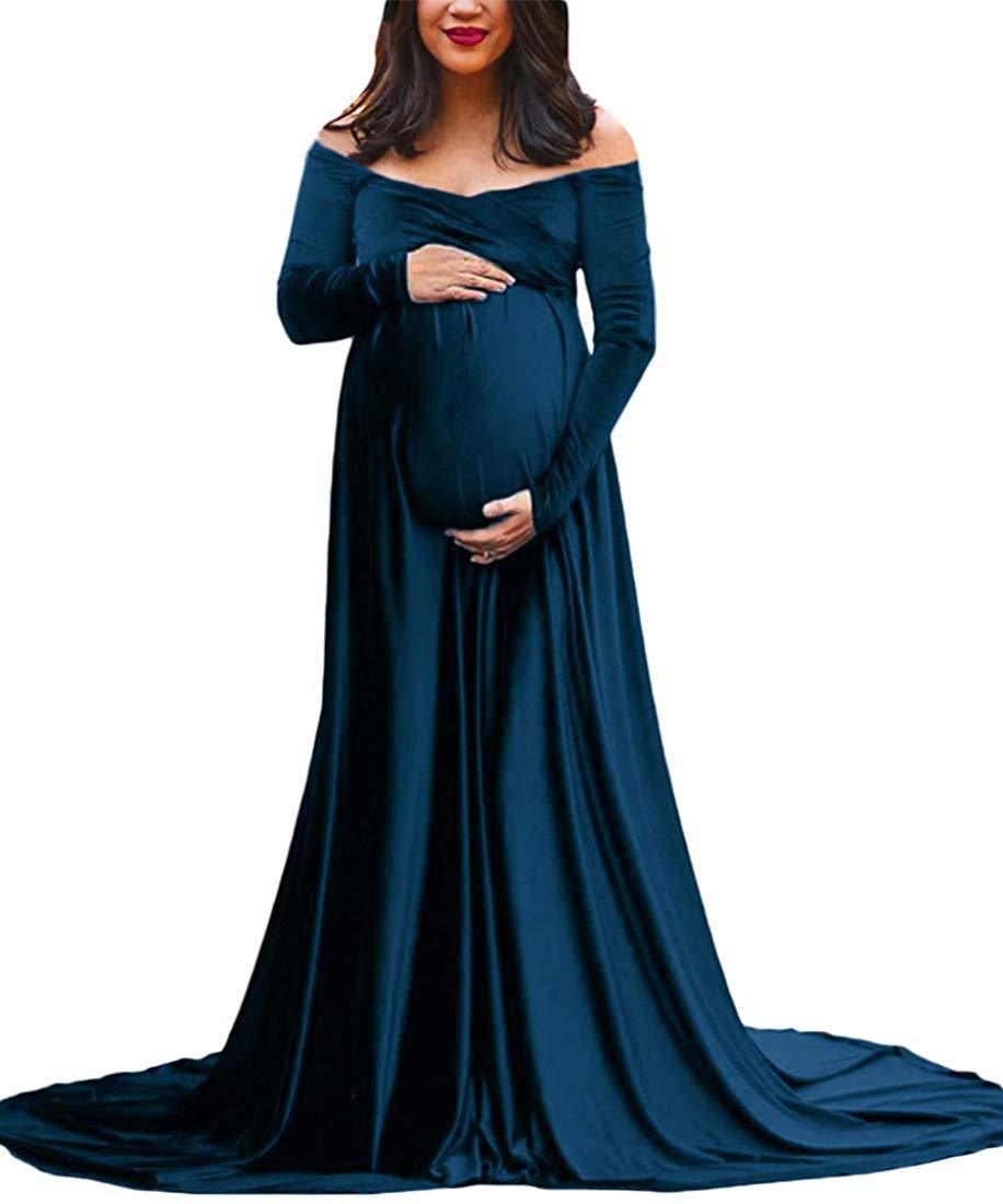 Velvet Maxi Long Maternity Dress