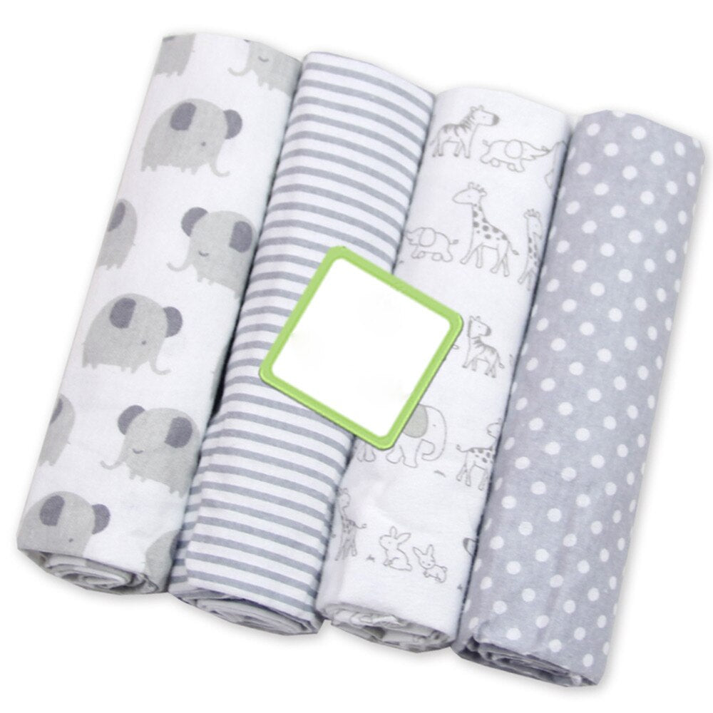 100% Cotton Baby Blankets 4 pcs Set