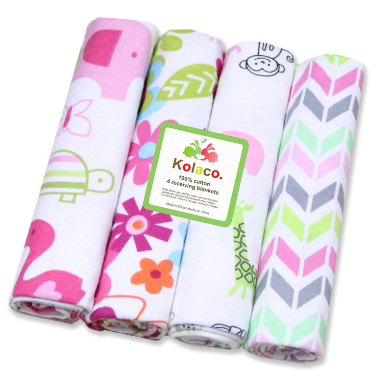 100% Cotton Baby Blankets 4 pcs Set