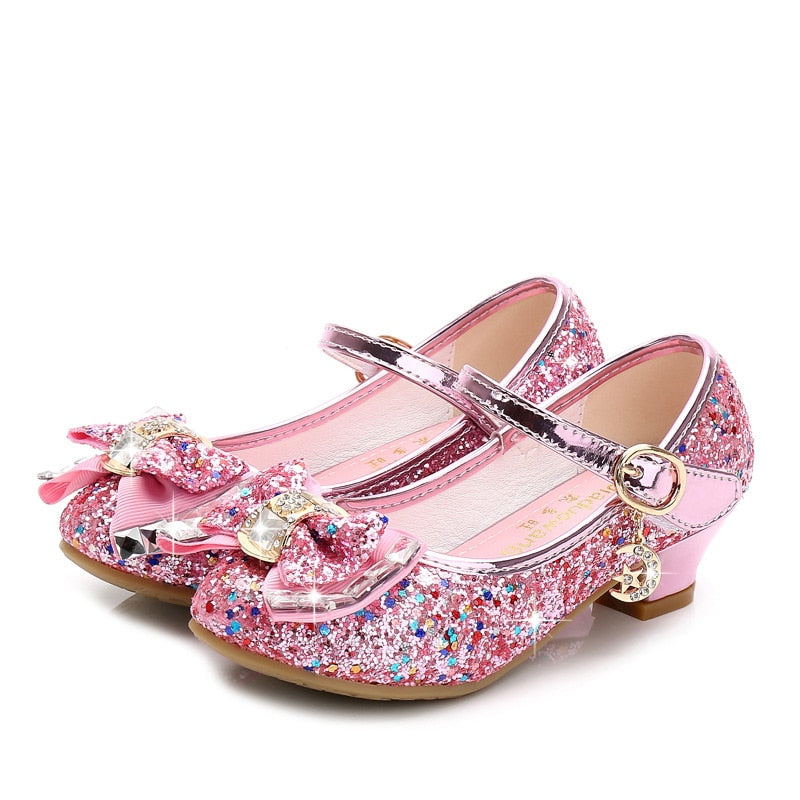 Glitter Brilliant Leather Shoes For Girls