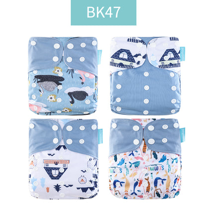 Breathable Washable Cloth Nappies Set with Cute Print