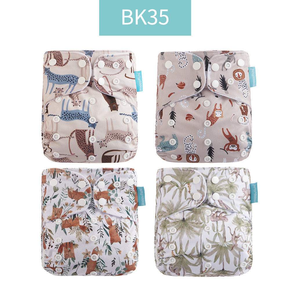 Breathable Washable Cloth Nappies Set with Cute Print