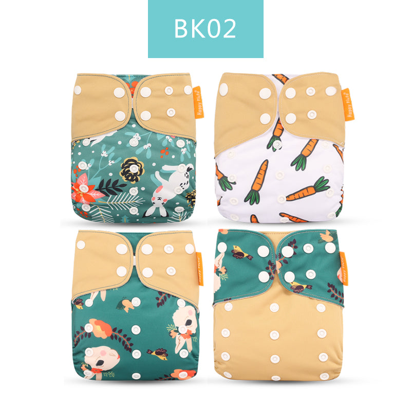 Breathable Washable Cloth Nappies Set with Cute Print