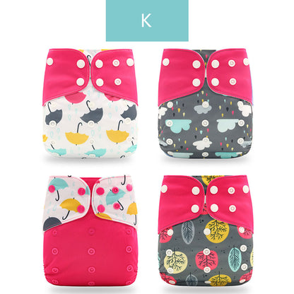 Breathable Washable Cloth Nappies Set with Cute Print