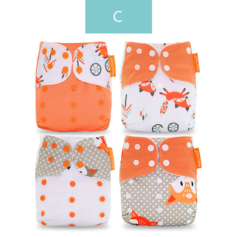 Breathable Washable Cloth Nappies Set with Cute Print