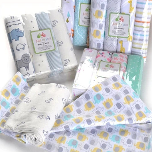 Muslin Flannel Swaddle Set 4 Pcs