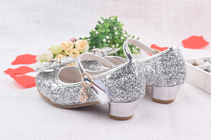 Glitter Brilliant Leather Shoes For Girls