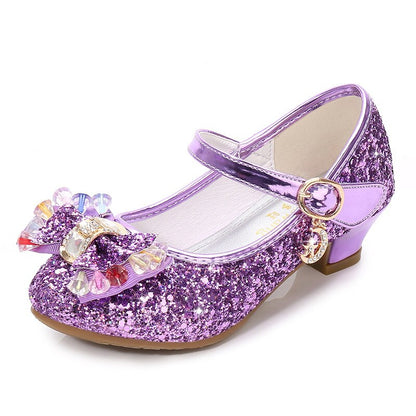 Glitter Brilliant Leather Shoes For Girls