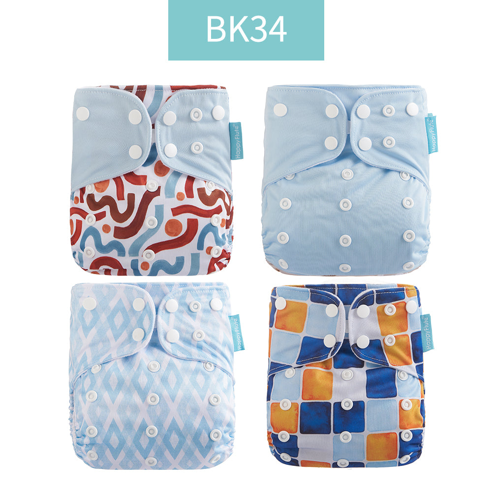 Breathable Washable Cloth Nappies Set with Cute Print