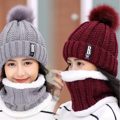 Girls Winter Knitted Beanies Hat Set