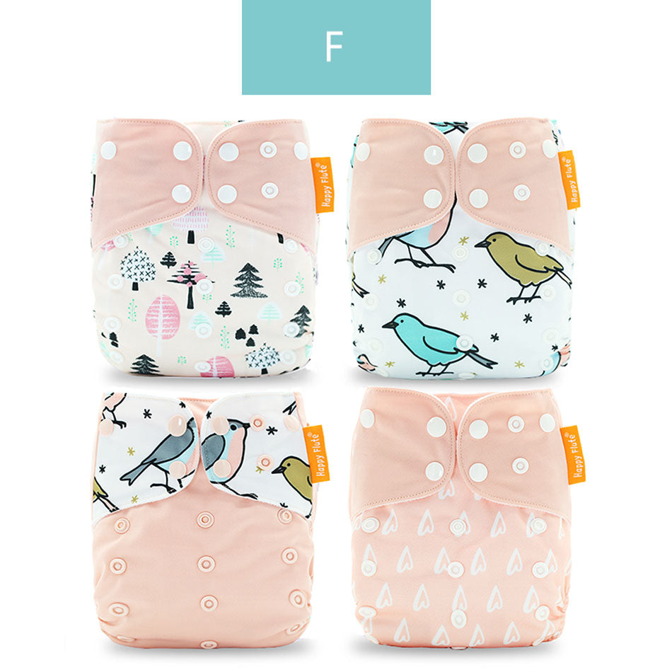 Breathable Washable Cloth Nappies Set with Cute Print