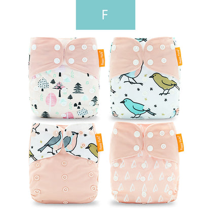 Breathable Washable Cloth Nappies Set with Cute Print