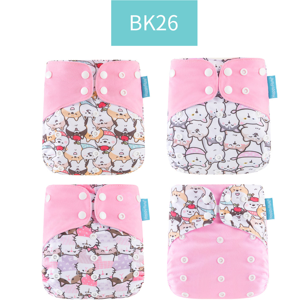 Breathable Washable Cloth Nappies Set with Cute Print