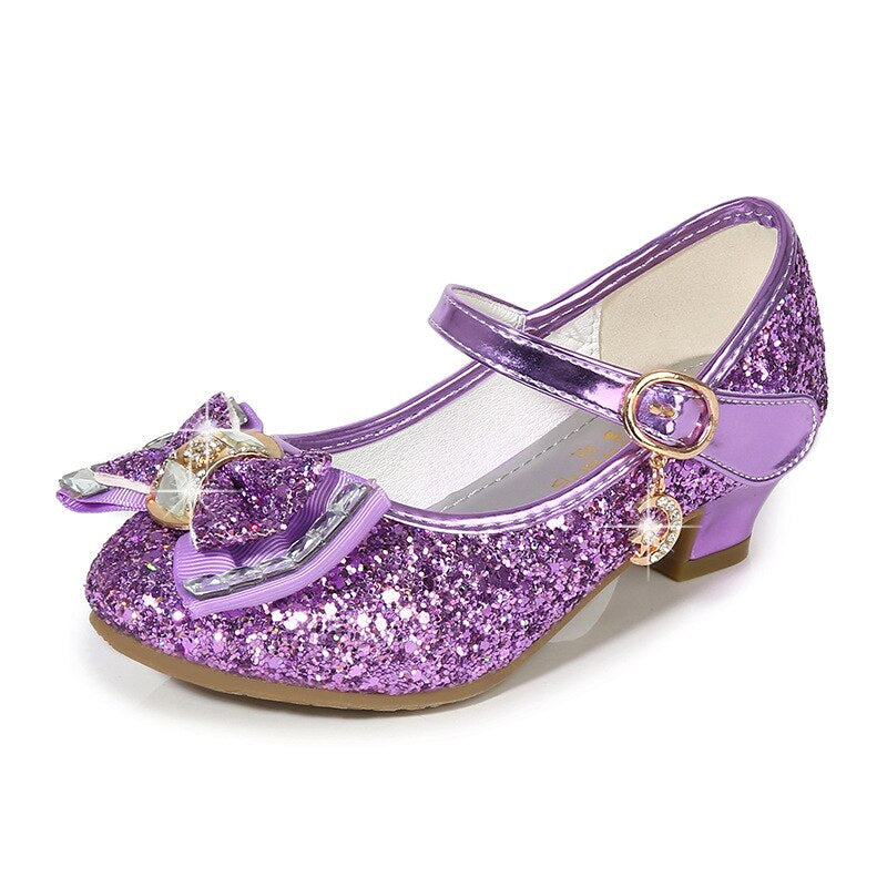 Glitter Brilliant Leather Shoes For Girls