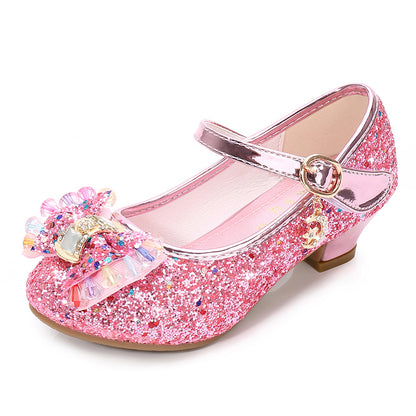 Glitter Brilliant Leather Shoes For Girls