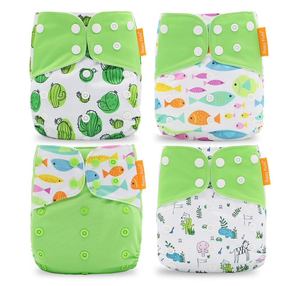 Breathable Washable Cloth Nappies Set with Cute Print