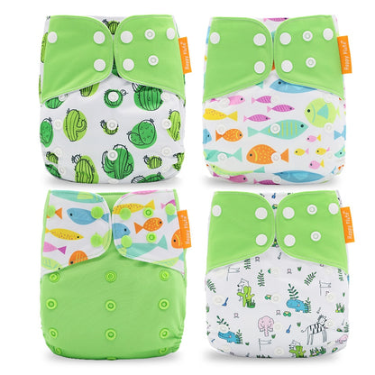 Breathable Washable Cloth Nappies Set with Cute Print