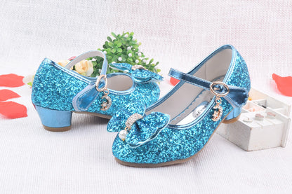 Glitter Brilliant Leather Shoes For Girls