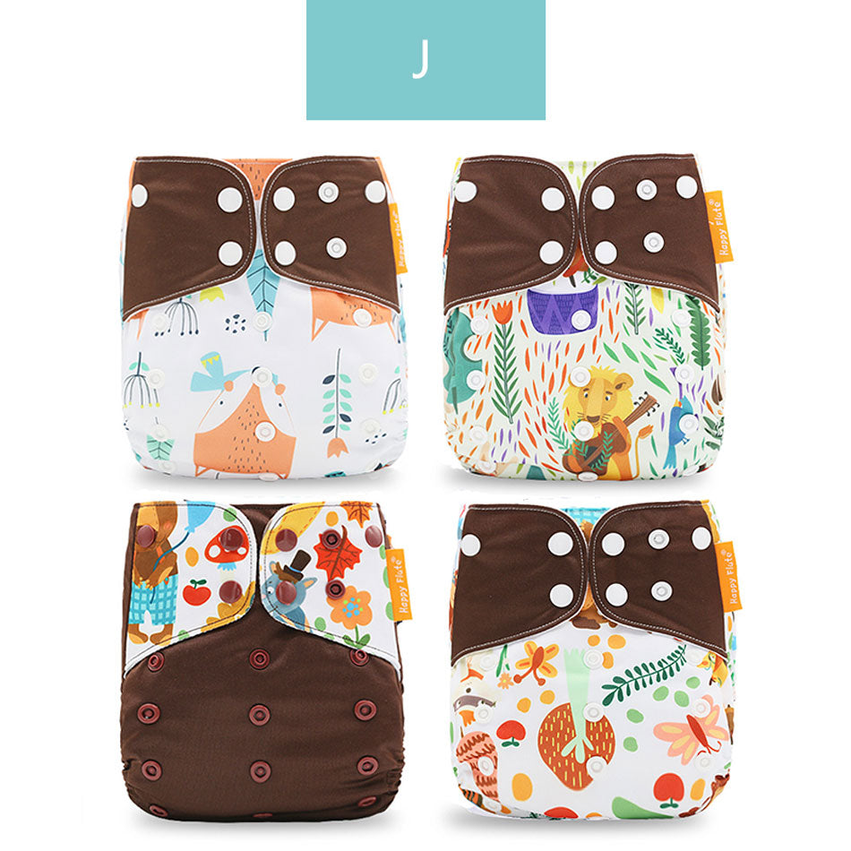 Breathable Washable Cloth Nappies Set with Cute Print